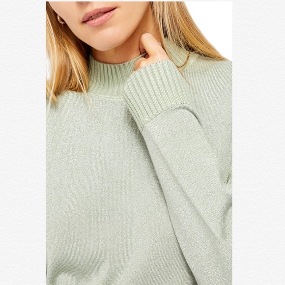 Free People Mock Neck Puffed Sleeves Sweater - Picture 3 of 7